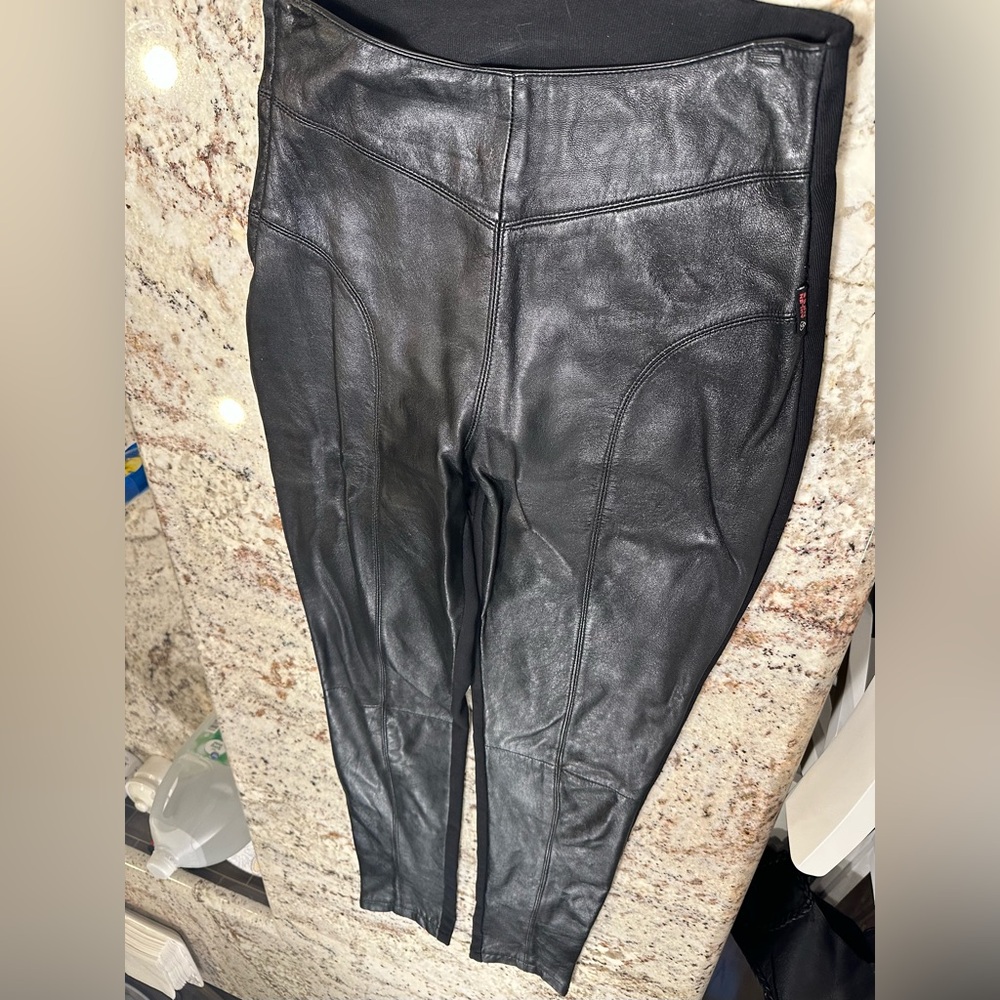 Sleek Black Leather Jeggings for Women, Size Small